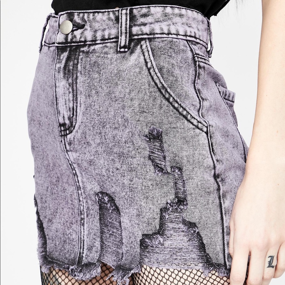 Dolls Kill Into the Unknown Denim Skirt
